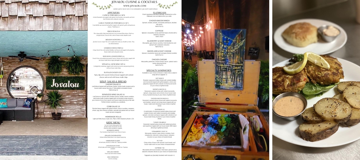 Jovalou Cuisine & Cocktails Menu