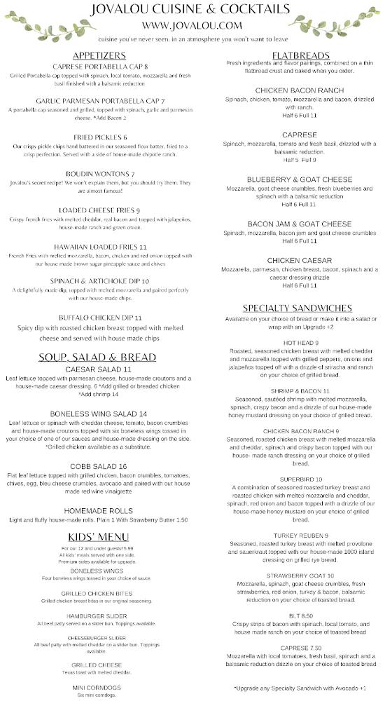 Jovalou Cuisine & Cocktails Menu image 3