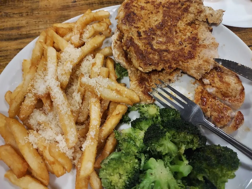 Pork Chop Fries& Broccoli